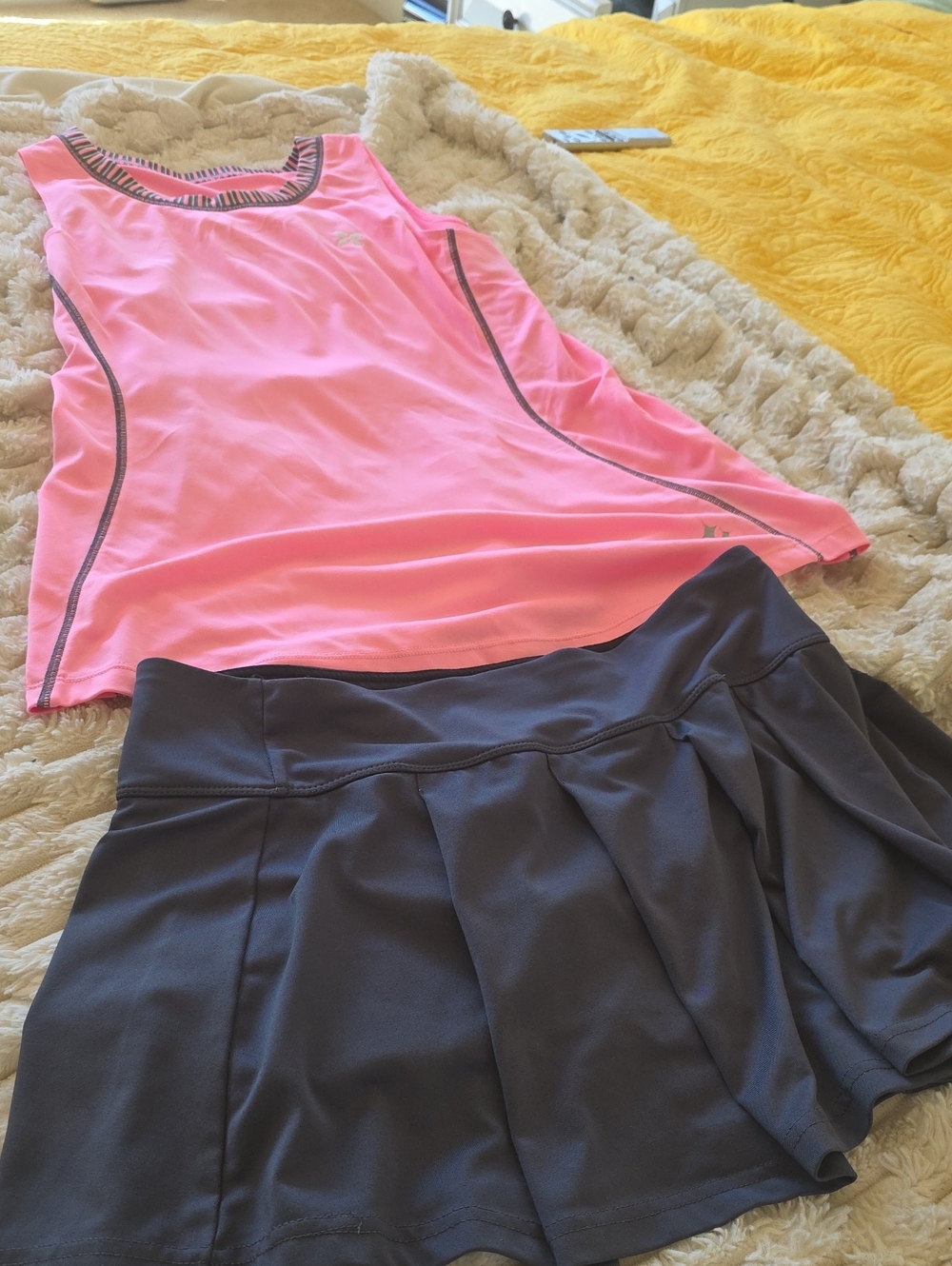 Two Piece Pink Athletic Tank with Dark Gray Skort